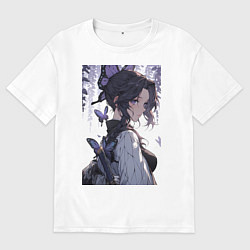 Мужская футболка оверсайз Клинок, рассекающий демонов Синобу Котё бабочка