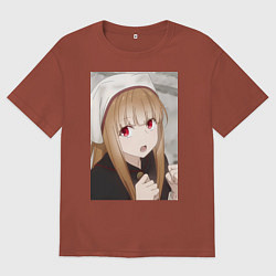 Футболка оверсайз мужская Волчица и пряности Холо монашка, цвет: кирпичный