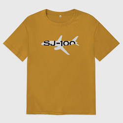 Футболка оверсайз мужская Белый облик Superjet-100 с названием, цвет: горчичный