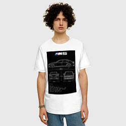 Футболка оверсайз мужская BMW M5 чертежи, цвет: белый — фото 2