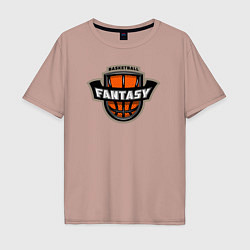 Футболка оверсайз мужская Basketball fantasy, цвет: пыльно-розовый