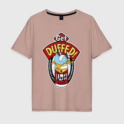 Футболка оверсайз мужская Duff beer with Homer, цвет: пыльно-розовый