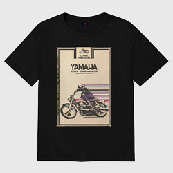 Футболка оверсайз мужская Мотоцикл Yamaha, цвет: черный