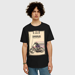 Футболка оверсайз мужская Мотоцикл Yamaha, цвет: черный — фото 2