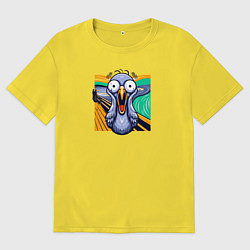 Футболка оверсайз мужская Вопящий голубь пародия Крик Мунка, цвет: желтый