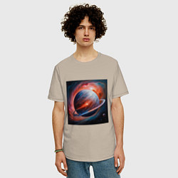 Футболка оверсайз мужская Огненная планета, цвет: миндальный — фото 2