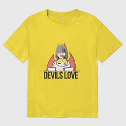 Футболка оверсайз мужская Ангелок и демон, цвет: желтый