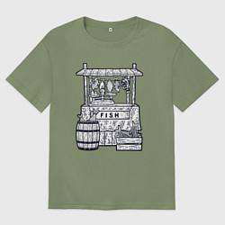 Футболка оверсайз мужская Рыбная лавка, цвет: авокадо