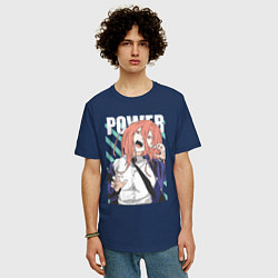 Футболка оверсайз мужская Человек-бензопила Пауэр Power, цвет: тёмно-синий — фото 2