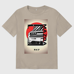 Футболка оверсайз мужская Mazda rx-7 автомобиль гоночный jdm, цвет: миндальный