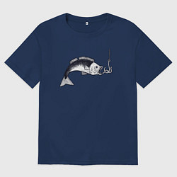 Футболка оверсайз мужская Голодная рыбка, цвет: тёмно-синий