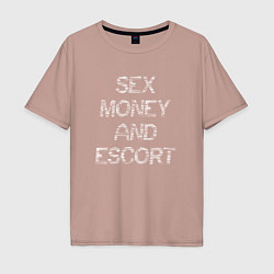 Мужская футболка оверсайз Sex money and escort