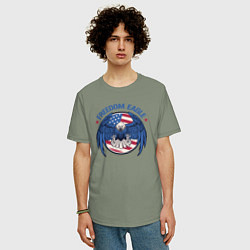 Футболка оверсайз мужская США - орёл свободы, цвет: авокадо — фото 2