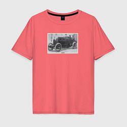 Футболка оверсайз мужская Retro car Fiat S76, цвет: коралловый