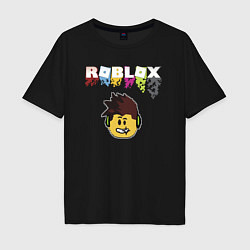 Футболка оверсайз мужская Roblox pixel - роблокс пиксель видеоигра для детей, цвет: черный