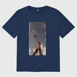 Футболка оверсайз мужская Фото розы, цвет: тёмно-синий