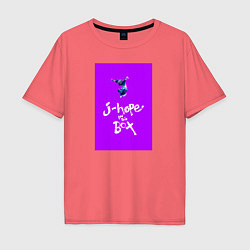 Футболка оверсайз мужская J-hope in the box - K-pop, цвет: коралловый