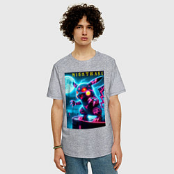 Футболка оверсайз мужская Pikachu - nightmare, цвет: меланж — фото 2