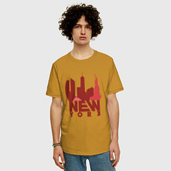 Футболка оверсайз мужская New York red, цвет: горчичный — фото 2