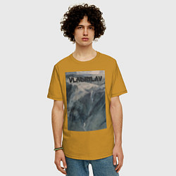 Футболка оверсайз мужская Vladislav горы, цвет: горчичный — фото 2