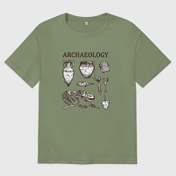 Футболка оверсайз мужская Археология - древние окаменелости, цвет: авокадо