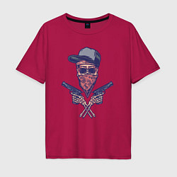 Футболка оверсайз мужская Gangsta skull, цвет: маджента