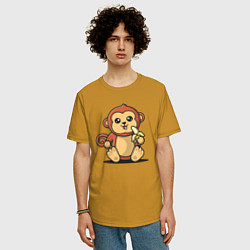 Футболка оверсайз мужская Мартышка и банан, цвет: горчичный — фото 2