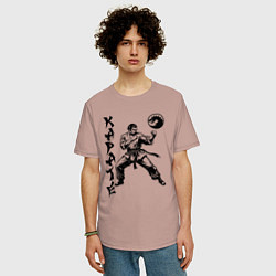 Футболка оверсайз мужская Karate fighter, цвет: пыльно-розовый — фото 2