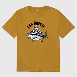 Футболка оверсайз мужская Fish breeze, цвет: горчичный