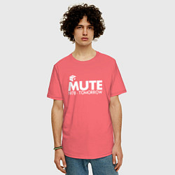 Футболка оверсайз мужская Depeche Mode - Mute Records, цвет: коралловый — фото 2