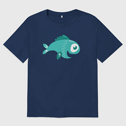Футболка оверсайз мужская Весёлая рыбка, цвет: тёмно-синий
