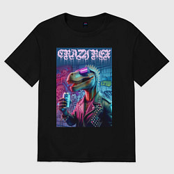 Футболка оверсайз мужская Crazy rex - ai art fantasy, цвет: черный