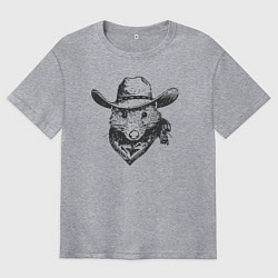 Футболка оверсайз мужская Опоссум ковбой, цвет: меланж