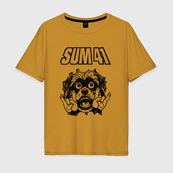 Футболка оверсайз мужская Sum41 - rock dog, цвет: горчичный