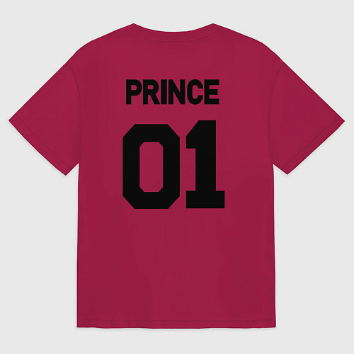 Мужская футболка оверсайз Футбольная надпись 01: принц / Маджента – фото 2