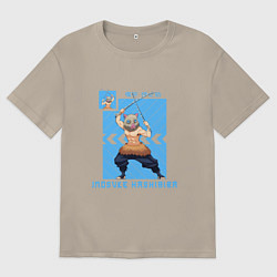 Футболка оверсайз мужская Клинок рассекающий демонов иноске, цвет: миндальный