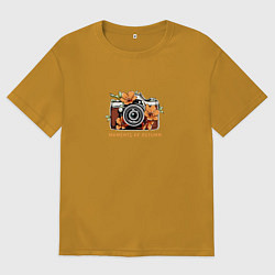 Футболка оверсайз мужская Моменты осени, цвет: горчичный