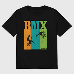 Футболка оверсайз мужская BMX велосипед, цвет: черный