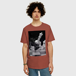 Футболка оверсайз мужская Шахматы эстетика, цвет: кирпичный — фото 2