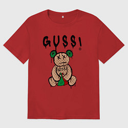 Футболка оверсайз мужская Гусси - мишка, гуси, цвет: красный
