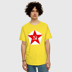 Футболка оверсайз мужская Пятиконечная звезда СССР, цвет: желтый — фото 2
