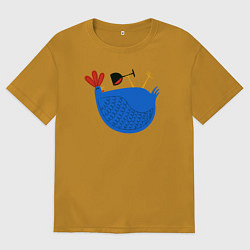 Футболка оверсайз мужская Петушок и вино, цвет: горчичный