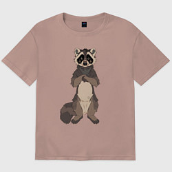 Футболка оверсайз мужская Енот арт, цвет: пыльно-розовый