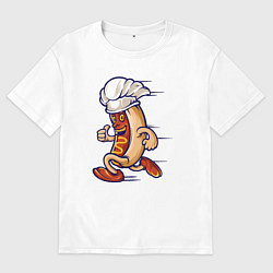 Футболка оверсайз мужская Повар хот-дог, цвет: белый