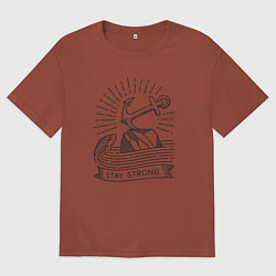 Футболка оверсайз мужская Оставайся сильным, цвет: кирпичный