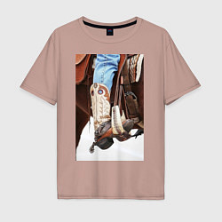 Футболка оверсайз мужская Western style, цвет: пыльно-розовый