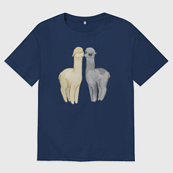 Футболка оверсайз мужская Ламы, цвет: тёмно-синий