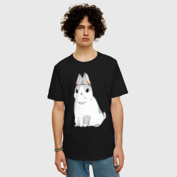 Футболка оверсайз мужская Кролик жует траву, цвет: черный — фото 2