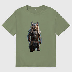 Футболка оверсайз мужская Кот викинг, цвет: авокадо