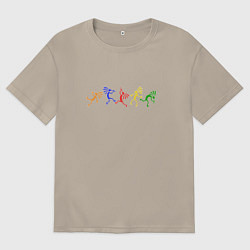 Футболка оверсайз мужская Наскальные танцы, цвет: миндальный